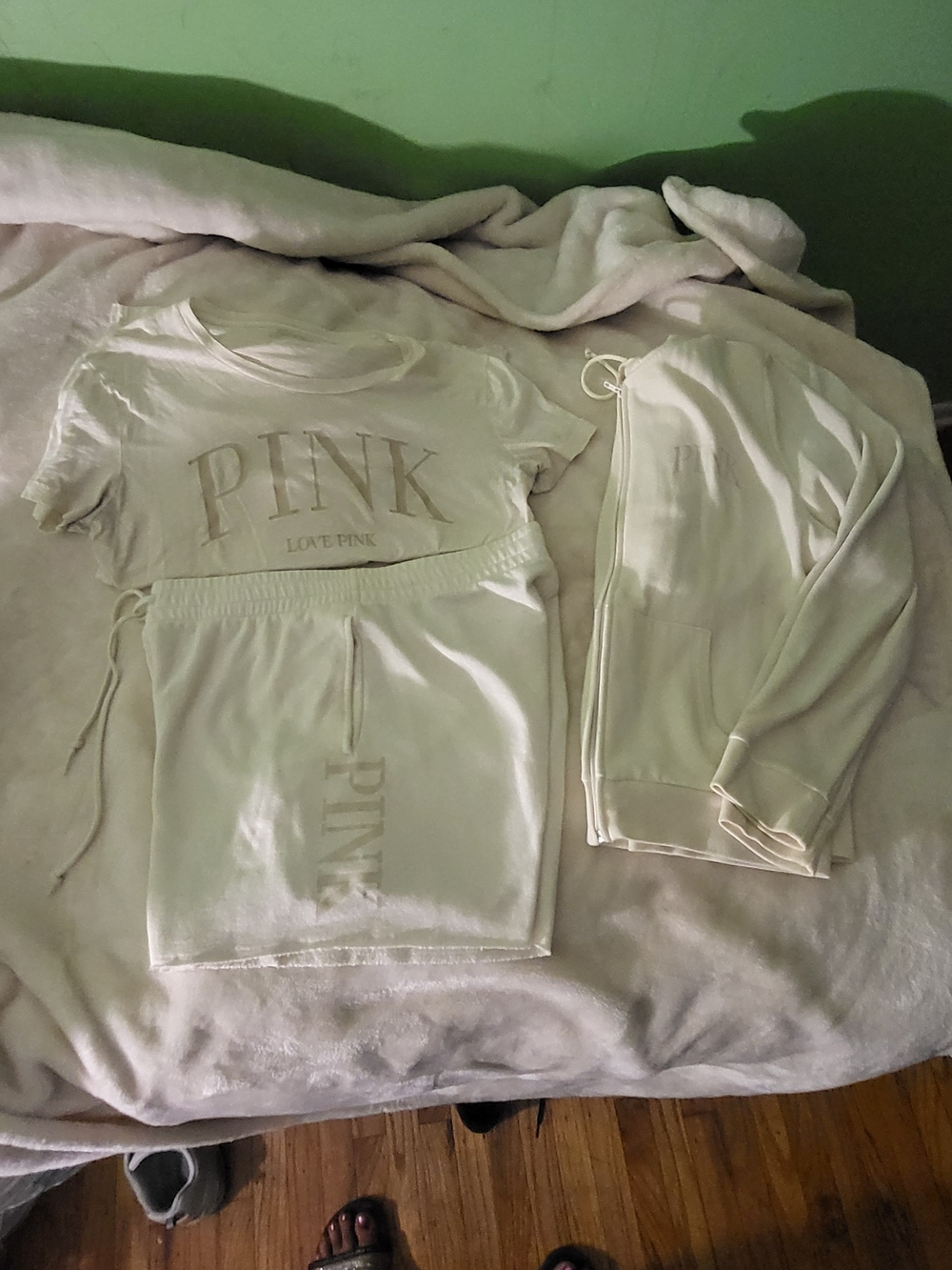 PINK Victoria's Secret Cream Logo Short Sleeve Tee